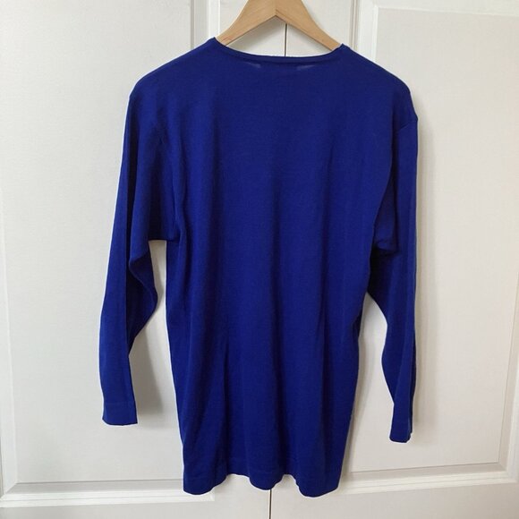Vintage Olsen Wool Sweater Womens Royal Blue Knit EU 40 Made in Italy Career - Picture 6 of 9